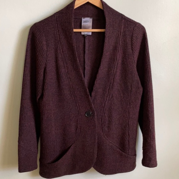 Burgundy Cardigan by Ou Empereur ou Rien, Size L - Picture 2 of 14